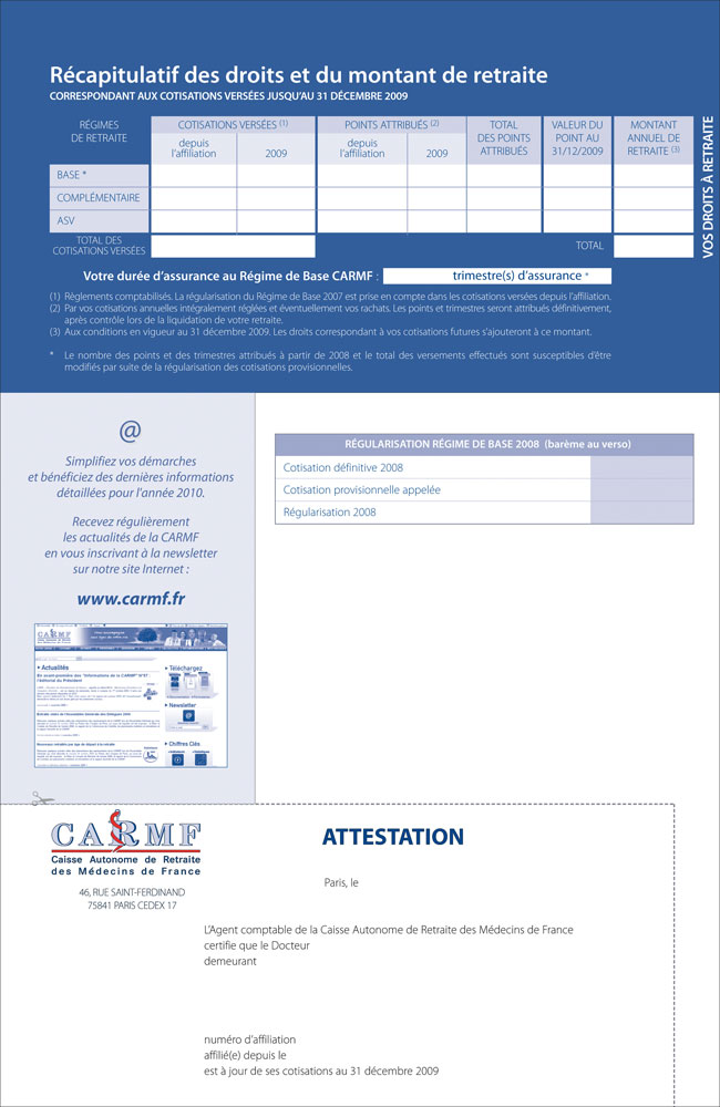 Specimen appel de cotisation